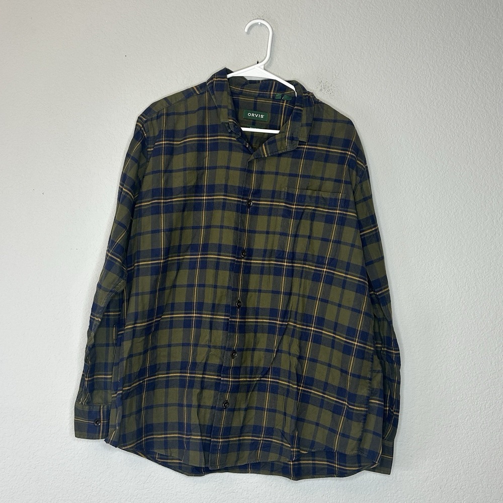 Orvis Button Down Flannel Plaid Shirt Men's L Multicolor Cotton Classic Fit